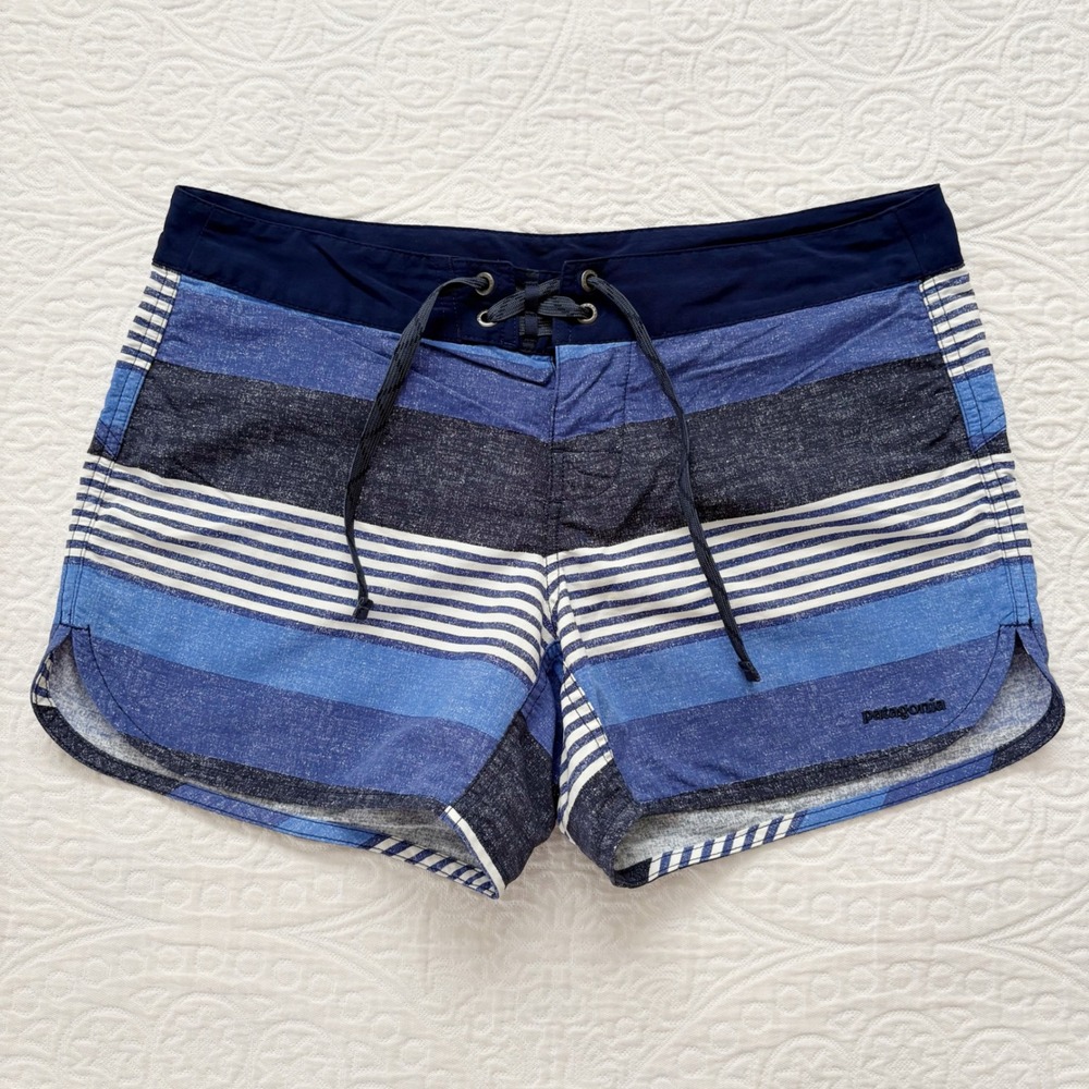 Patagonia Women's Wavefarer Boardshorts, Fitz Stripe Texture: Classic Navy Sz 6